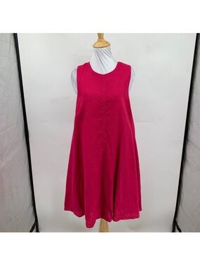 Maeve Dress Womens S Small Fuschia Melbourne Linen Sleeveless Back Zip Swing